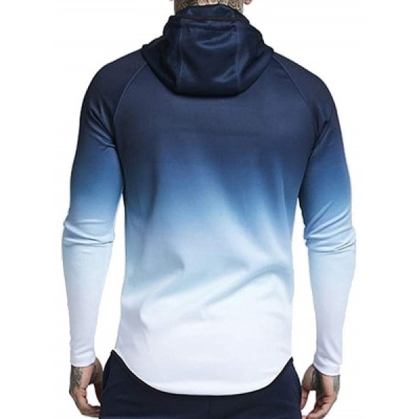 Raglan Sleeve Zip Up Casual Hoodie