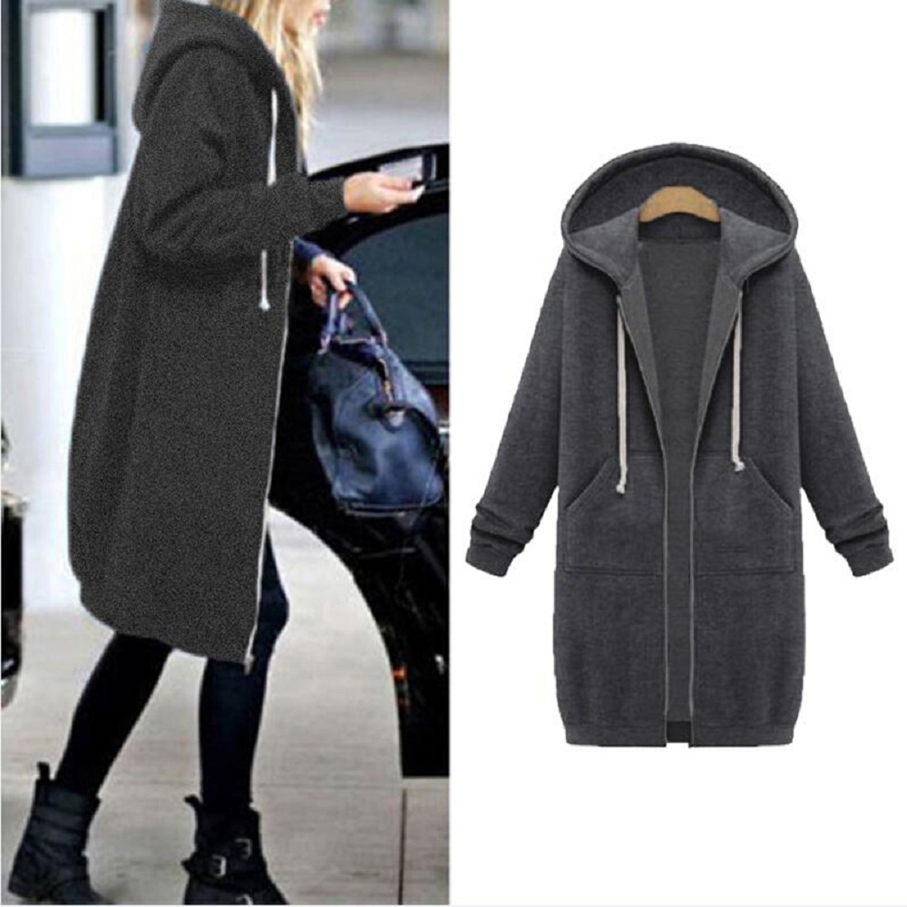 Women Plus Size Warm Hoodie Casual Loose Sweatshirt Coat Velvet Fashion Outwear