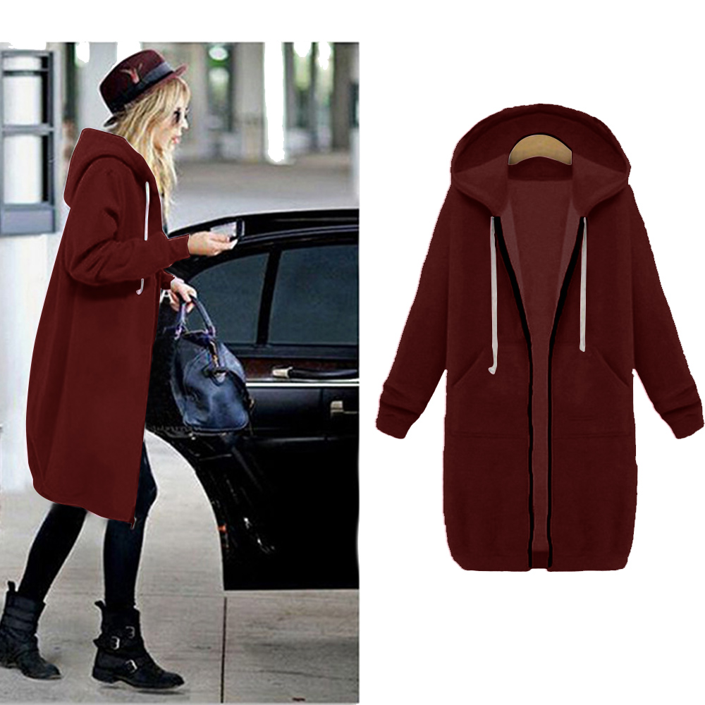 Women Plus Size Warm Hoodie Casual Loose Sweatshirt Coat Velvet Fashion Outwear