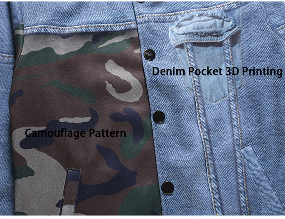 Camouflage and Denim Pattern Jacket